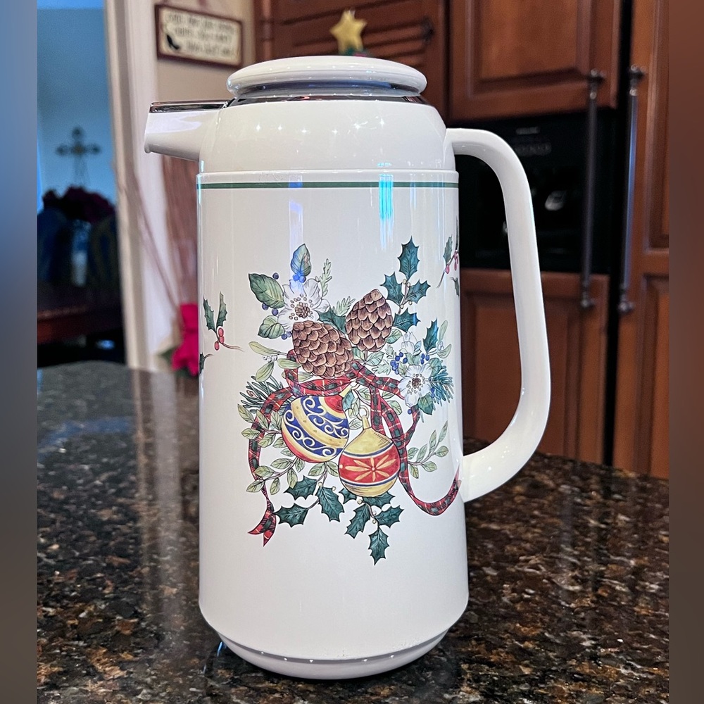 Vintage Mikasa Festive Spirit Christmas Thermal Coffee/Tea Carafe with Lid
